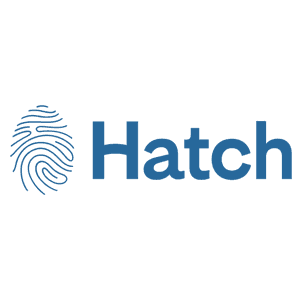 logo: fingerprint and the word 'hatch'